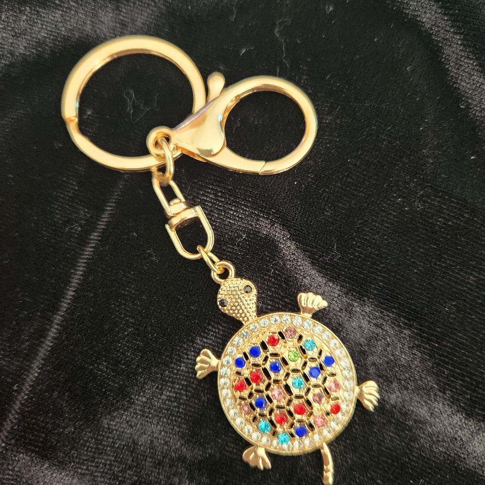 NEW TURTLE On KEY CHAIN Purse CHARM Keychain Sparkly